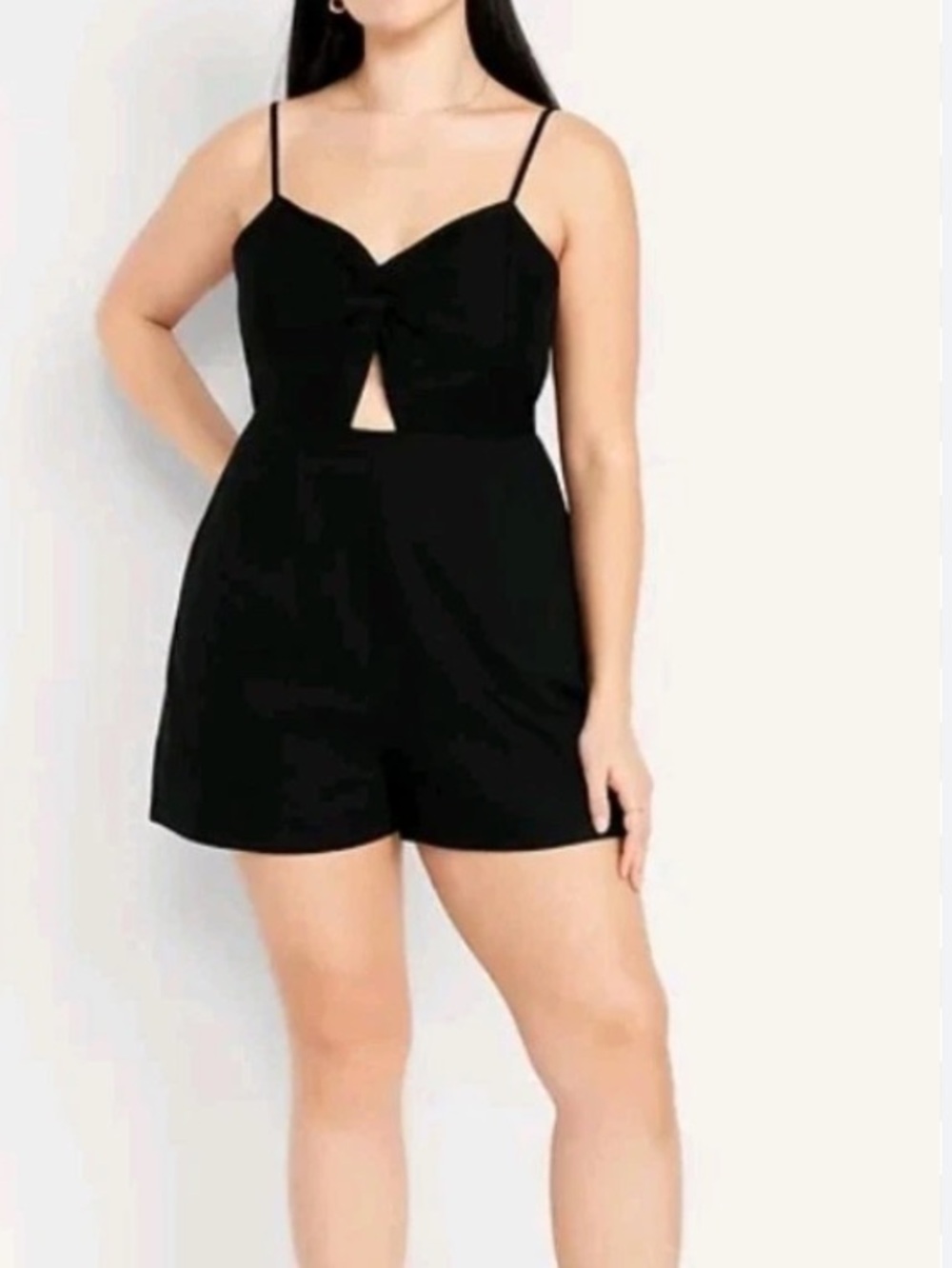 Old Navy Black Fit and Flare Romper Sleeveless tie front size xlg